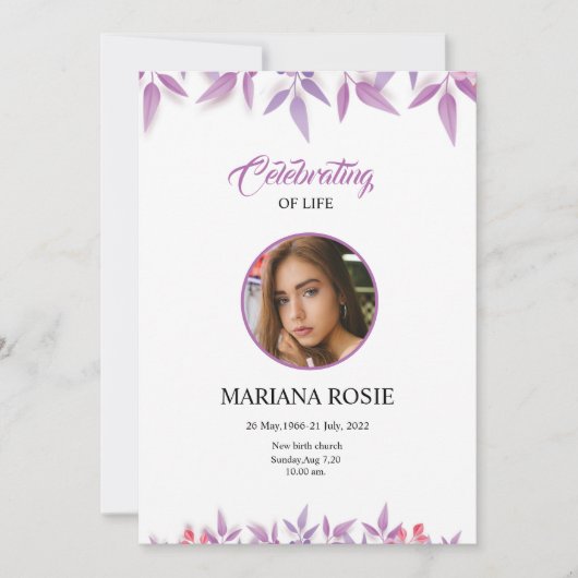 Floral Funeral Announcement Aankondiging (Voorkant)