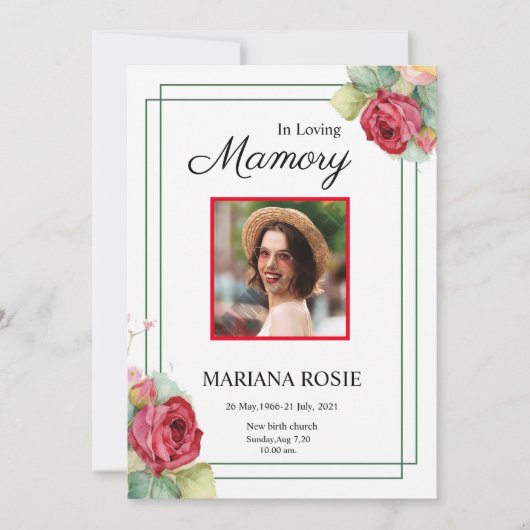 Floral Funeral Announcement Aankondiging (Voorkant)