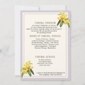 Floral Funeral Memorial, Orde van Dienstenprogramm Kaart (Achterkant)