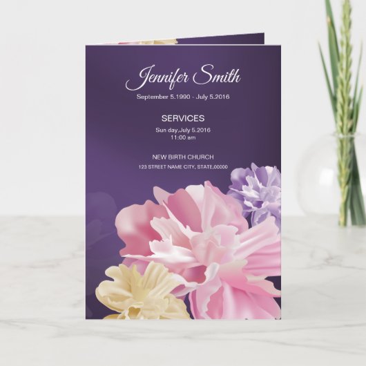 Floral Funeral Program Brochure Sjabloon (Voorkant)