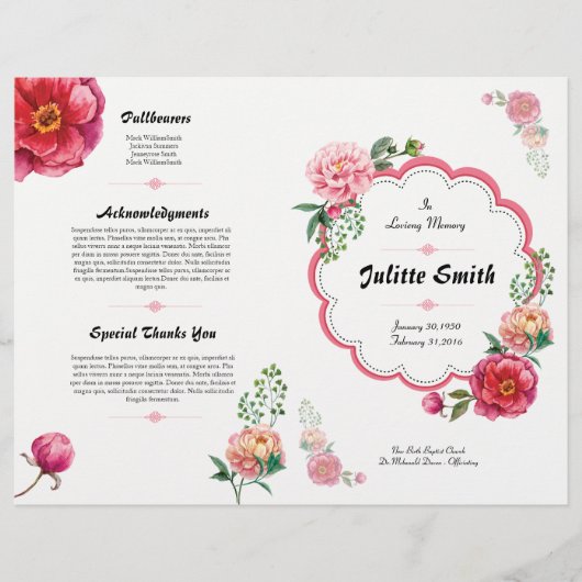 Floral Funeral Program Flyer (Voorkant)