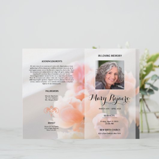 Floral Funeral Programme Circulaire Modèle (Debout devant)