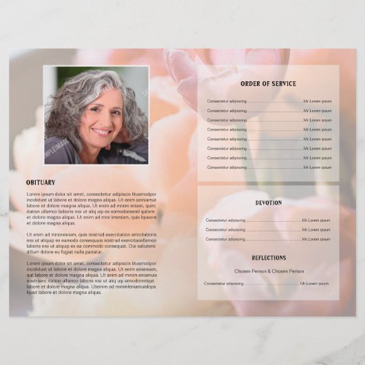 Floral Funeral Programme Flyer Sjabloon (Achterkant)