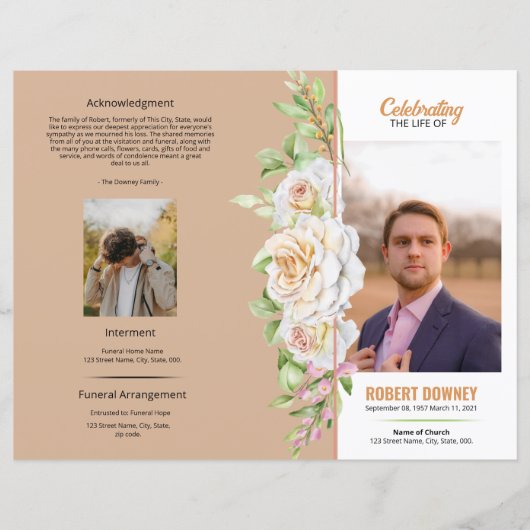Floral Funeral Programme Sjabloon (Voorkant)