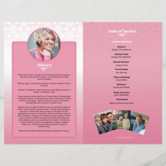 Floral Funeral Programme Sjabloon (Achterkant)