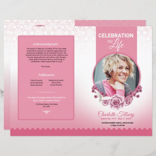 Floral Funeral Programme Sjabloon (Voorkant / Achterkant)