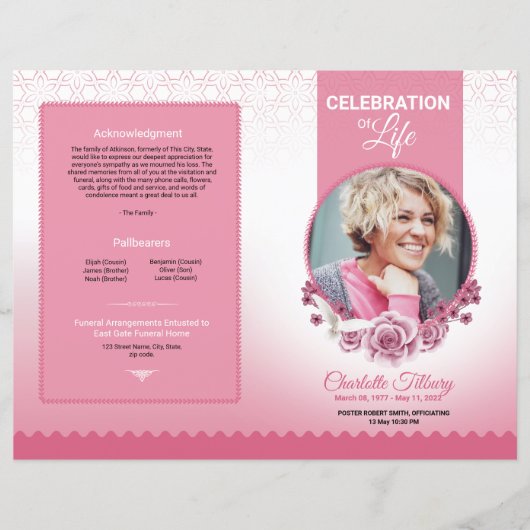 Floral Funeral Programme Sjabloon (Voorkant)