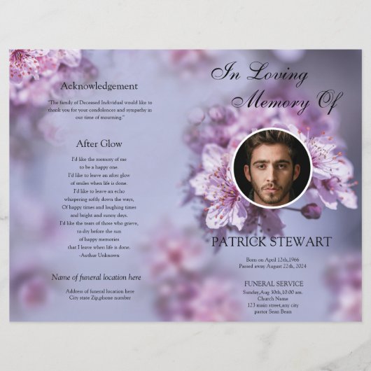 Floral Funeral Programme Sjabloon (Voorkant)