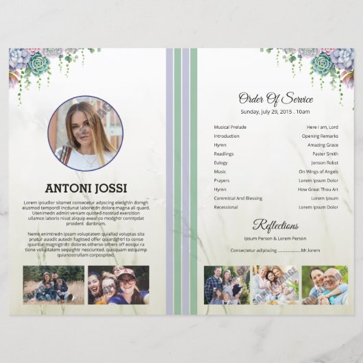 Floral Funeral Programme Sjabloon (Achterkant)