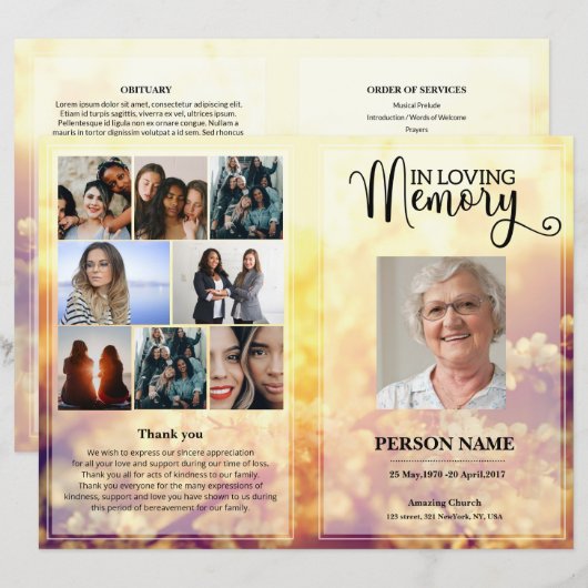 Floral Funeral Programme sjabloon (Voorkant / Achterkant)