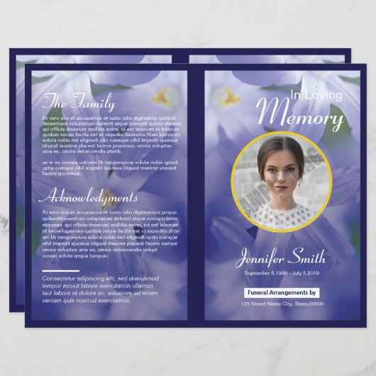 Floral Funeral Programme Sjabloon (Voorkant / Achterkant)