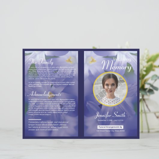 Floral Funeral Programme Sjabloon (Staand voorkant)