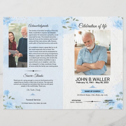 Floral Funeral Programme Sjabloon (Voorkant)