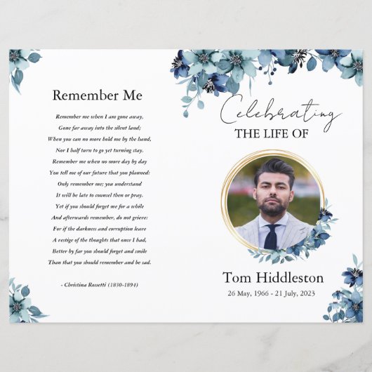 Floral Funeral Programme Sjabloon (Voorkant)