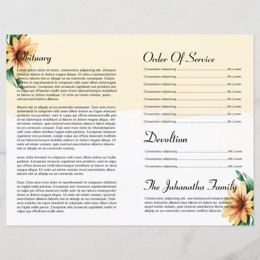 Floral Funeral Programme Sjabloon (Achterkant)