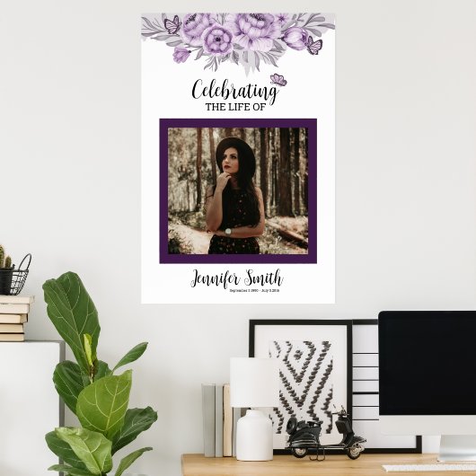 Floral Funeral Welcome Sign Sjabloon Poster (Thuiskantoor)