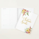 Floral Future Bride Gold Glitter Modern Weddenscha Planner (Display)