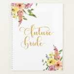 Floral future mariée Parties scintillant or Mariag<br><div class="desc">Plannière d'aquarelle rose avec parties scintillant d'or "future mariée". Donc joli pour faire tous vos plans mariages.</div>