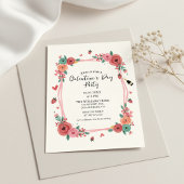 Floral Galentines Day Party Pink Invitation