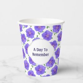 Floral Garden Blue Geranium Tekst op elke kleur Papieren Bekers