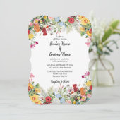 Floral Garden Colorful Flowers Weddenschap Kaart (Staand voorkant)
