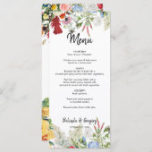 Floral Garden Colorful Flowers Wedding Menu (Voorkant / Achterkant)
