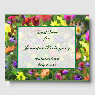 Floral Garden Flowers Quinceañera Guest Book Gastenboek