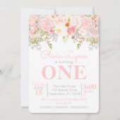 Floral Garden Girl Invitation premier anniversaire (Devant)