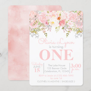 Floral Garden Girl Invitation premier anniversaire