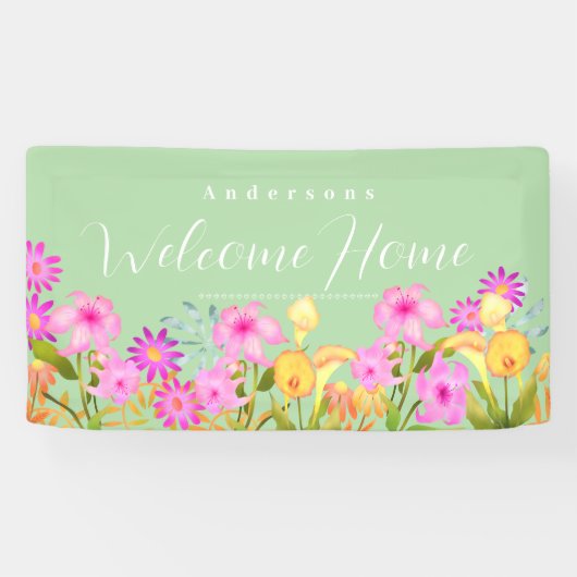 Floral Garden Green Welcome Home Spandoek (Horizontaal)