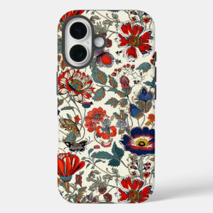 Floral Garden in Reds en Dark Blues Phone Case