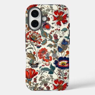 Floral Garden in Reds en Dark Blues Phone Case
