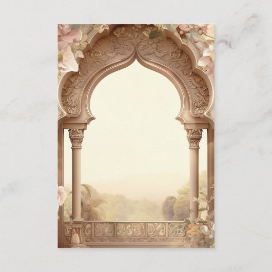 Floral Garden Indian Palace Boog Wedding Details Informatiekaartje (Achterkant)