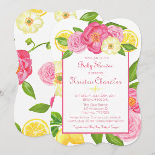 Floral Garden Lemon Girl Baby shower Uitnodiging
