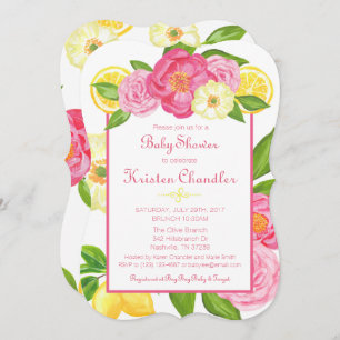 Floral Garden Lemon Girl Invitation Baby shower