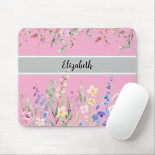 Floral Garden Monogram Script Lichtroze Muismat