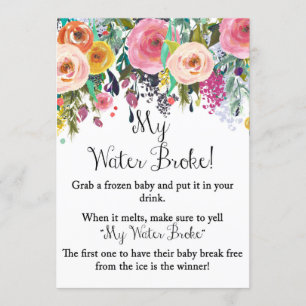 Floral Garden My Water Broke Game Sign 5x7" Maat Kaart