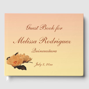 Floral Garden Peony Flowers Quinceanera Guest Book Gastenboek