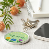 Floral Garden Persoonlijke benaming Sleutelhanger (Zijkant)