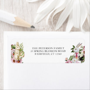 Floral Garden Rabbit Botanisch adres Etiket