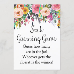 Floral Garden Sock Guessing Game Sign 5x7" Grootte Kaart