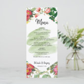 Floral Garden, Waterverf en geometrische bruiloft Menu (Staand voorkant)