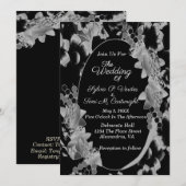 Floral Garden Wedding Black and White Oval Kaart (Voorkant / Achterkant)