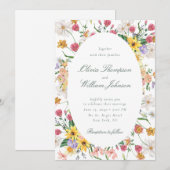 Floral Garden Wedding Invitation with Oval Frame (Devant / Derrière)