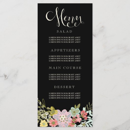 Floral Garden Wedding Menu Cards (Voorkant)