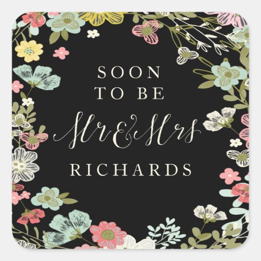Floral Garden Wedding Mr & Mrs Stickers (Voorkant)