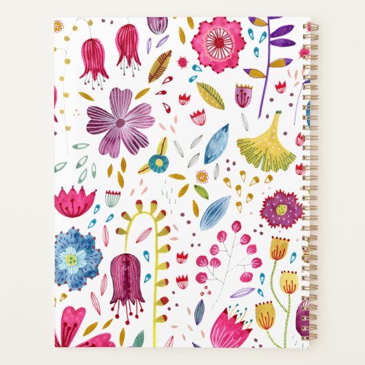 Floral Garland Monogram moderne Waterverf Planner (Achterkant)