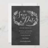 Floral Garland Script Save The Date (Voorkant)