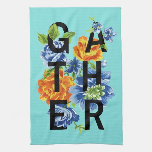 Floral Gather Quote Theedoek (Verticaal)