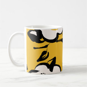 Floral  geel patroon met schetterende hand dr koffiemok